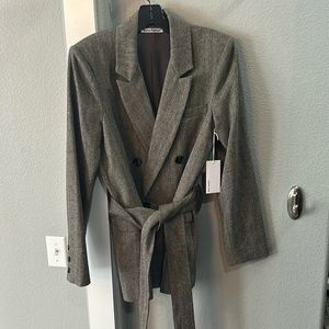 Reformation gray tie waist blazer size L